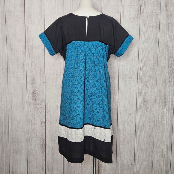 VTG T&L Muumuu Factory Hawaii Color Block House Dress with Pockets, sz Medium - Picture 3 of 5